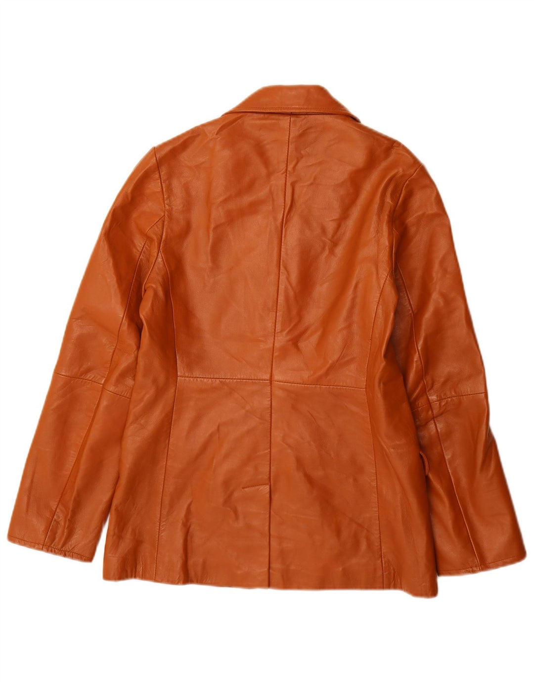 Stefanel Veste blazer en cuir à 2 boutons pour femme UK 12 Cuir marron moyen