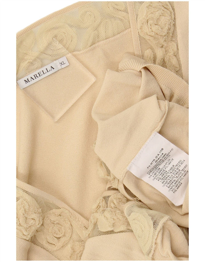 MARELLA Cardigan court pour femme UK 18 XL Beige Viscose