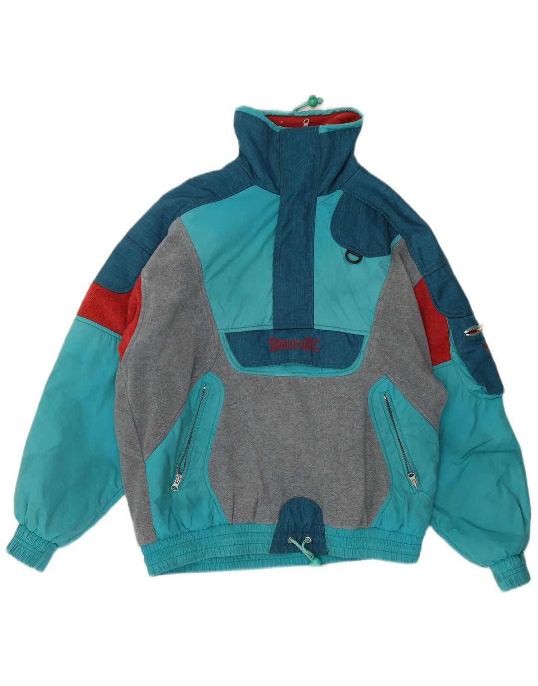 Brunik Veste polaire Anorak pour homme UK 40 Large Bleu Colorblock Polyester