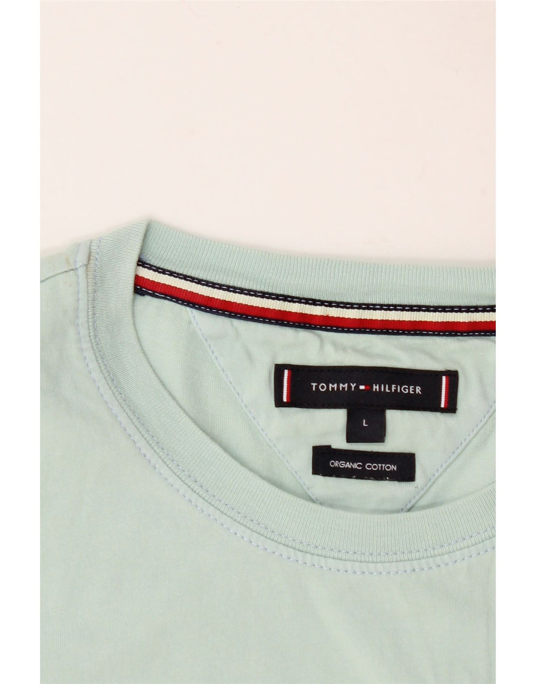 TOMMY HILFIGER Mens T-Shirt Top Large Turquoise Cotton Vintage Tommy Hilfiger and Second-Hand Tommy Hilfiger from Messina Hembry 