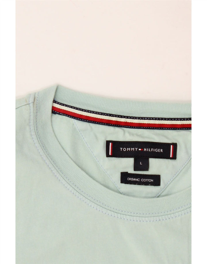 TOMMY HILFIGER Mens T-Shirt Top Large Turquoise Cotton Vintage Tommy Hilfiger and Second-Hand Tommy Hilfiger from Messina Hembry 