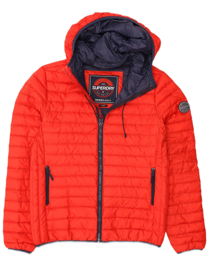 Superdry Veste matelassée à capuche pour hommes UK 40 Large Rouge Polyester