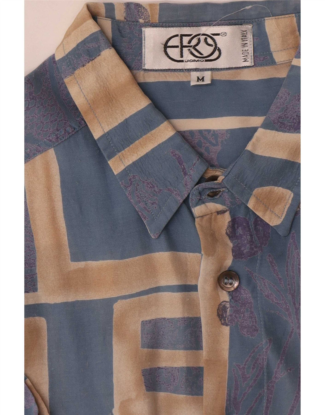 Chemise à manches courtes homme vintage Viscose géométrique bleu moyen
