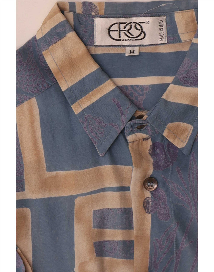Chemise à manches courtes homme vintage Viscose géométrique bleu moyen