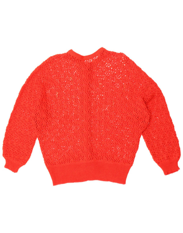 vintage Femmes Crochet Cardigan Pull UK 18 XL Rouge Floral