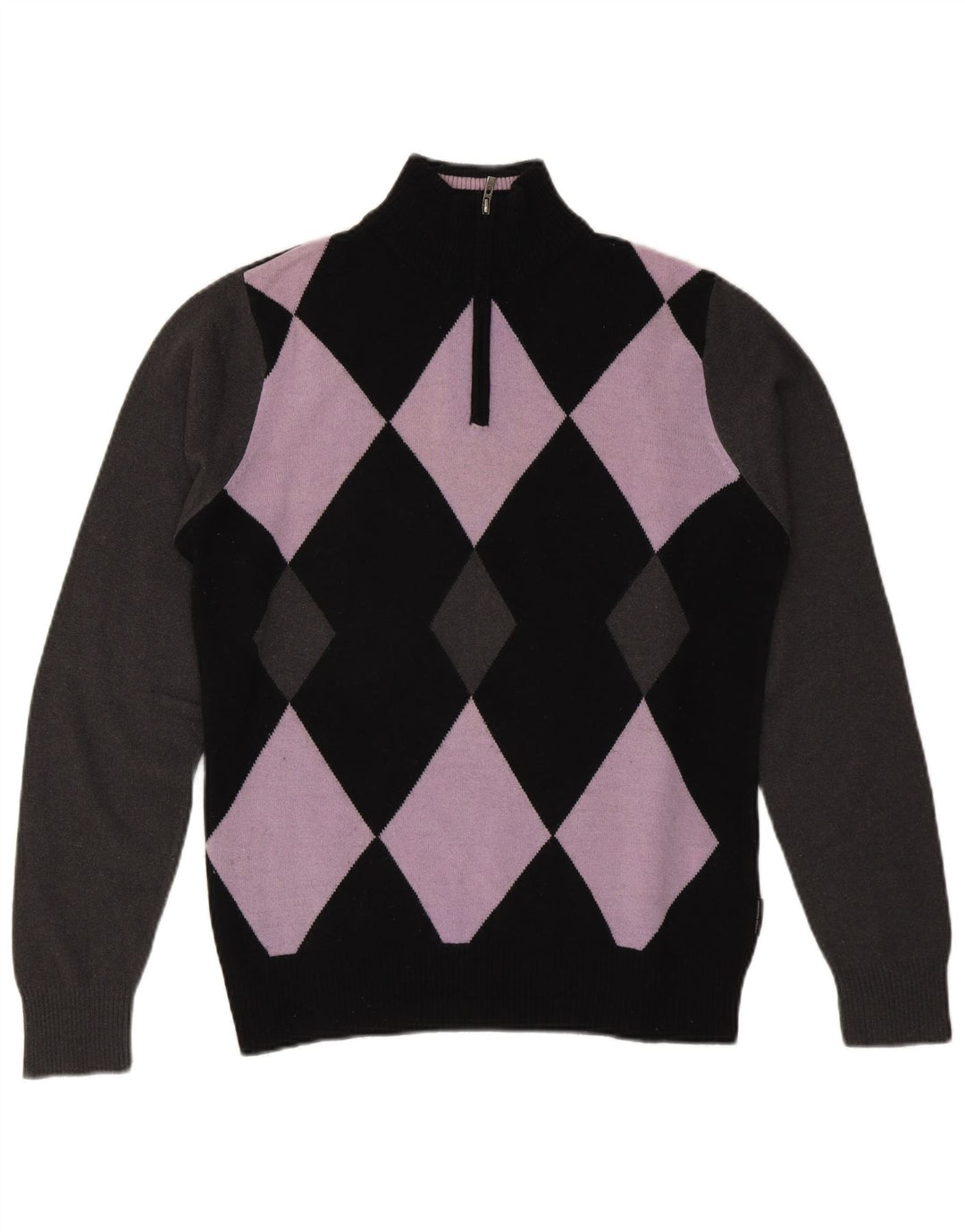 Sergio Tacchini Pull col zippé pour homme Noir moyen Argyle/Diamant