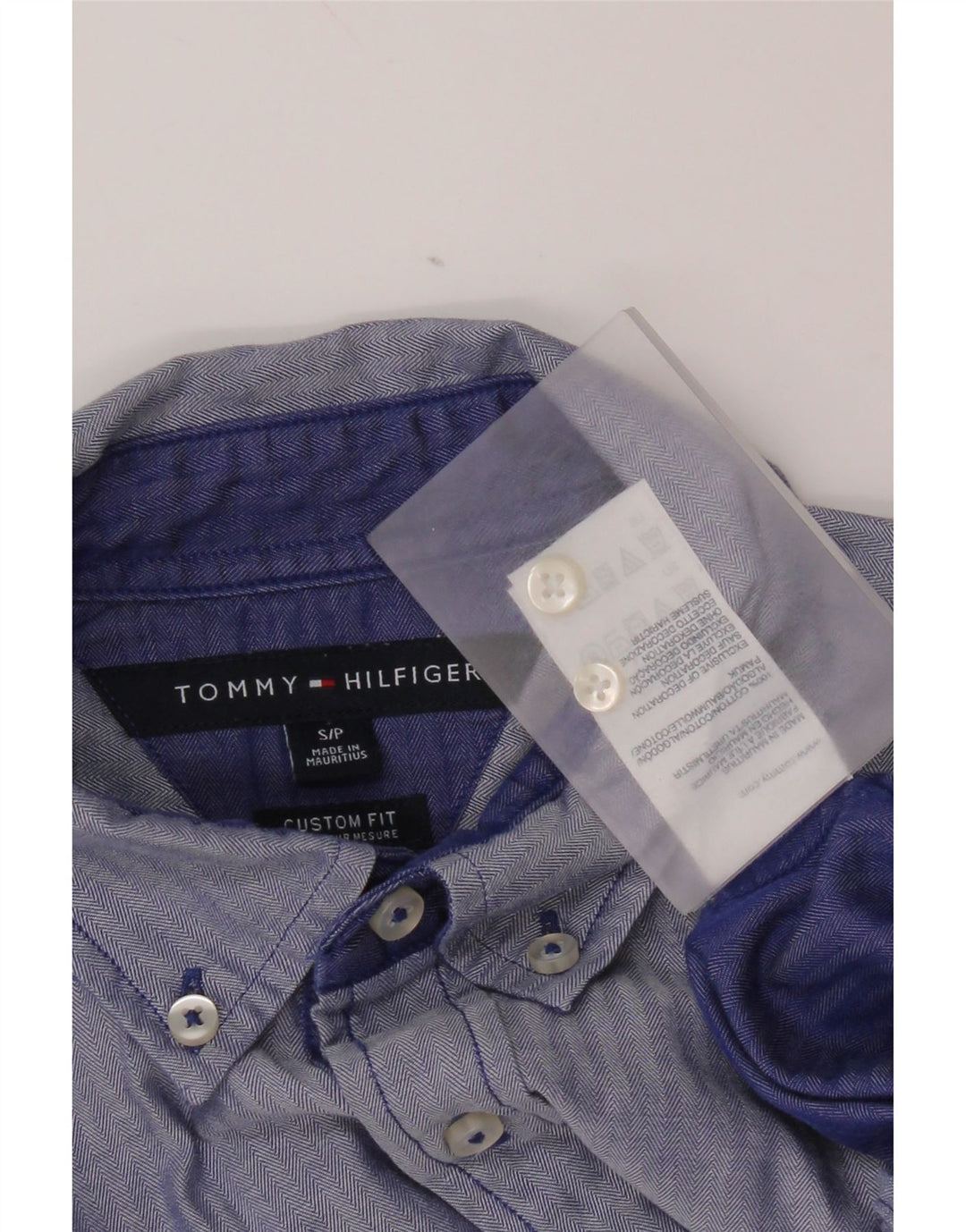 Tommy Hilfiger Chemise sur mesure pour homme Petit coton bleu