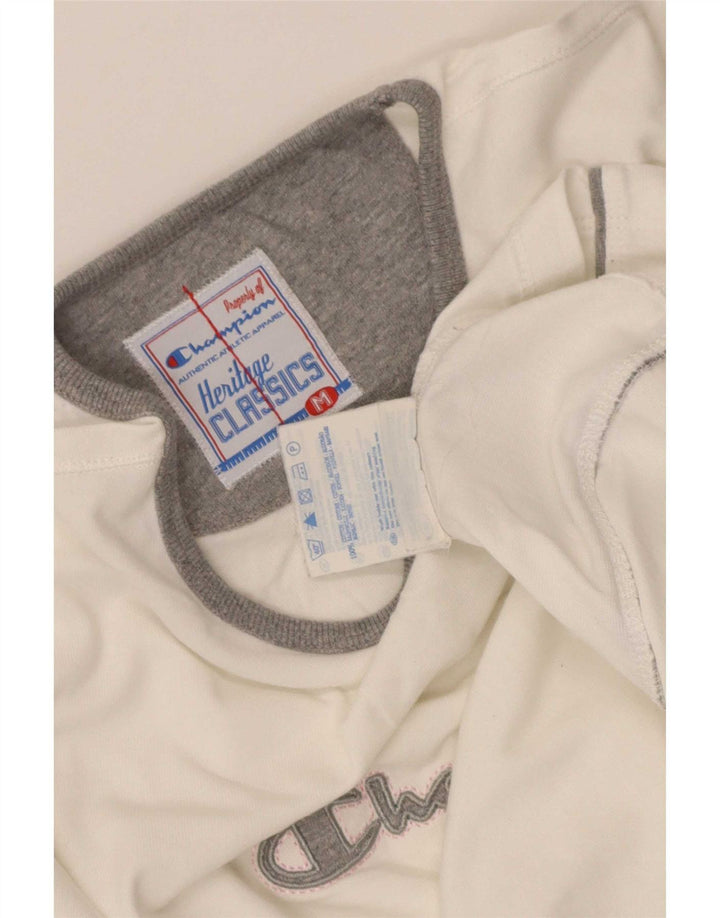 Champion Haut graphique à manches longues pour femme UK 12 Blanc moyen
