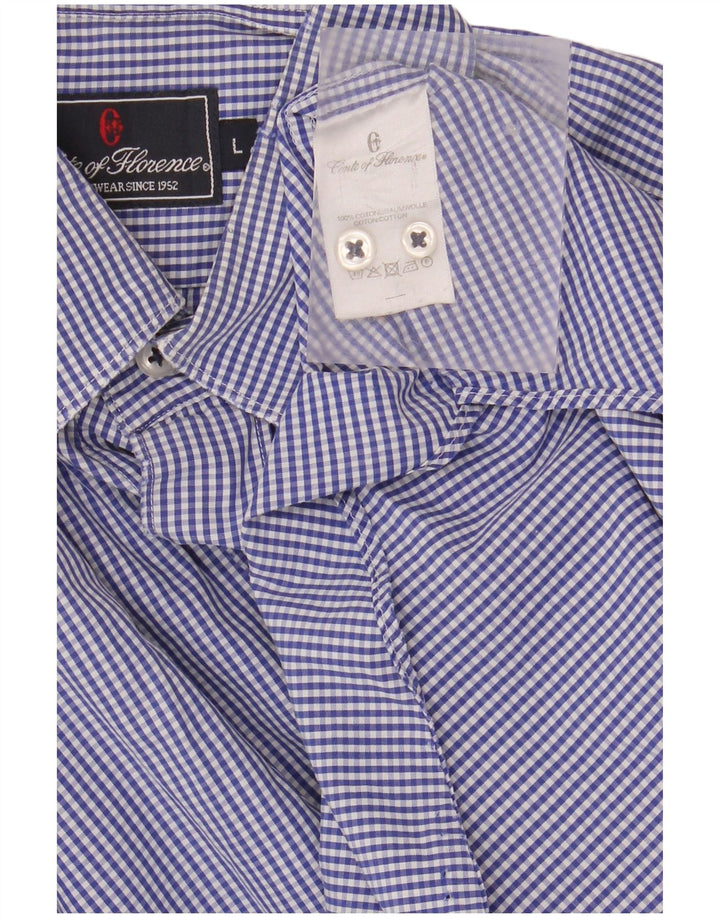 CONTE OF FLORENCE Chemise Homme Grand Bleu Vichy Coton