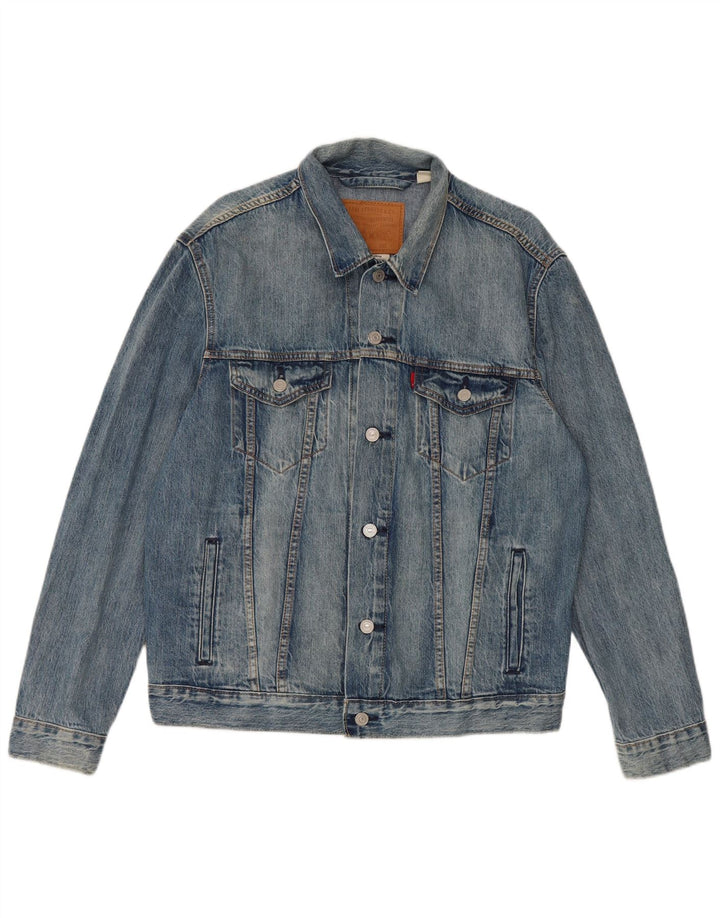 Levi's Veste en jean pour homme UK 40 Large Bleu Coton