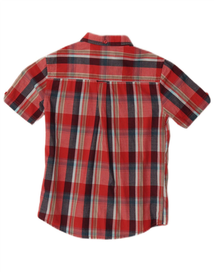 BEN SHERMAN Chemise à Manches Courtes Garçon 8-9 ans Coton à Carreaux Rouge