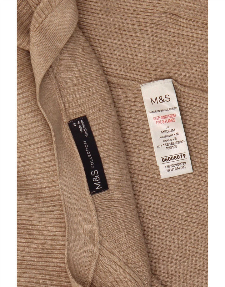 Marks & Spencer Pull Cardigan Ouvert pour Femme UK 14 Viscose Beige Moyen