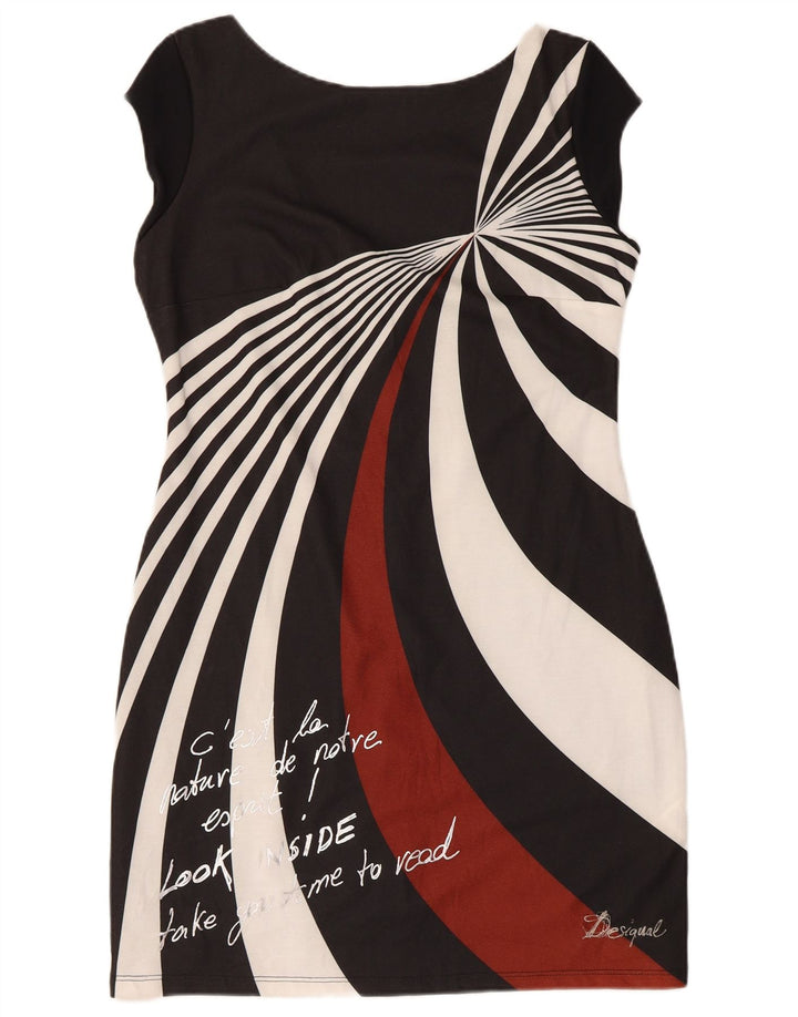 Desigual Robe fourreau graphique pour femme UK 18 XL Noir Polyester