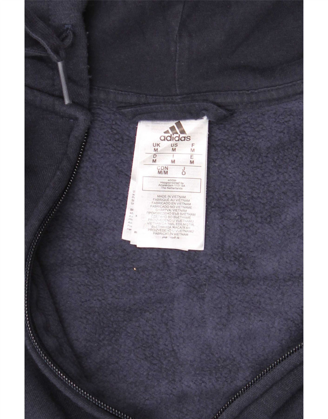 Adidas Pull à capuche zippé pour homme en coton bleu marine moyen