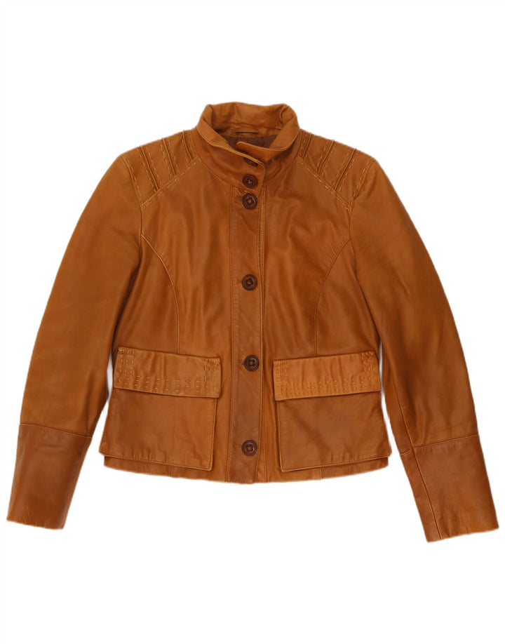 Veste en cuir femme vintage UK 12 Cuir brun moyen