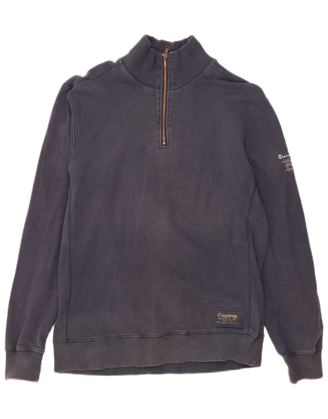 Champion Sweat-shirt à col zippé pour homme en coton bleu marine Taille L