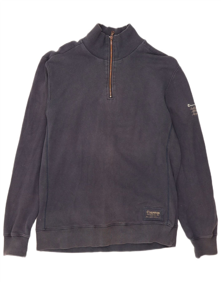 Champion Sweat-shirt à col zippé pour homme en coton bleu marine Taille L