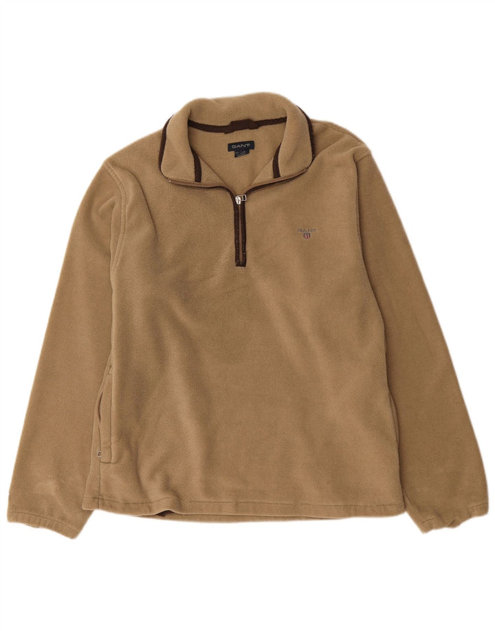 Gant Pull polaire à col zippé pour homme Large Beige Polyester