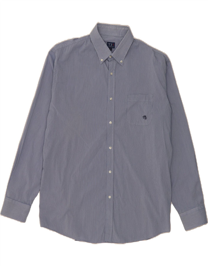 TRUSSARDI JEANS Mens Shirt 3XL Blue Gingham Cotton Vintage Trussardi Jeans and Second-Hand Trussardi Jeans from Messina Hembry 