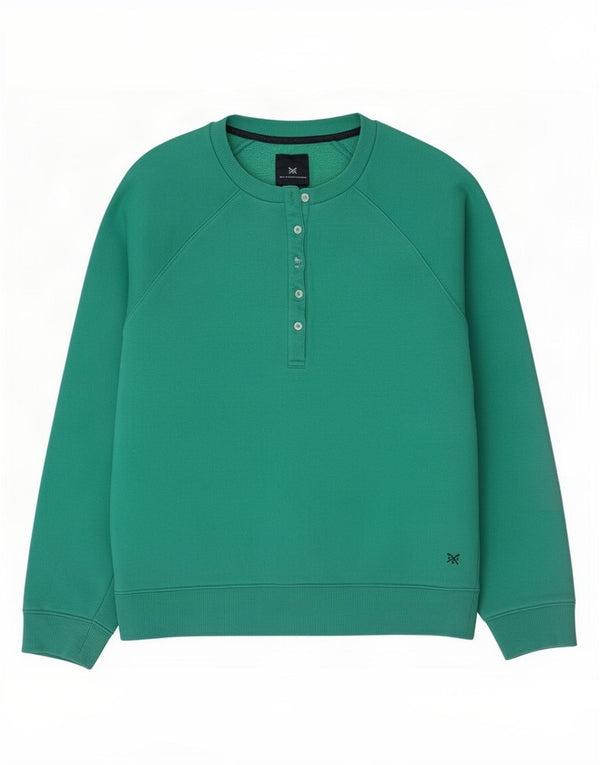 Crew Clothing Sweat-shirt à col boutonné pour femme UK 14 Grand coton vert
