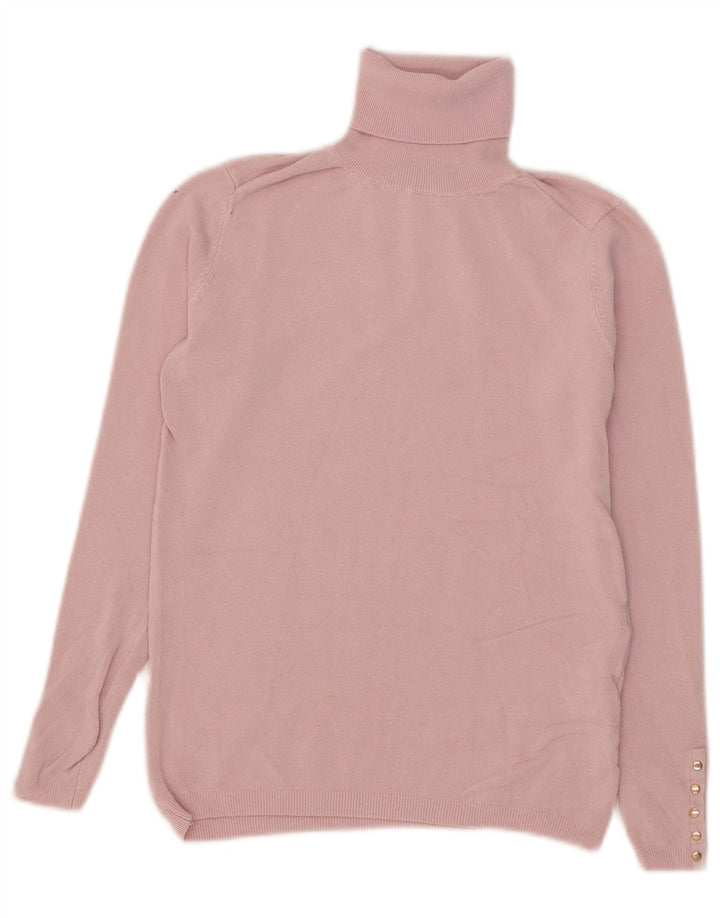 Zara Pull col roulé pour femme UK 10 Petite Viscose Rose
