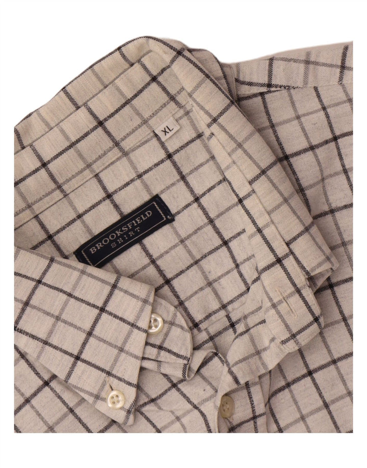 Brooksfield Chemise Homme XL Blanc Carreaux Coton