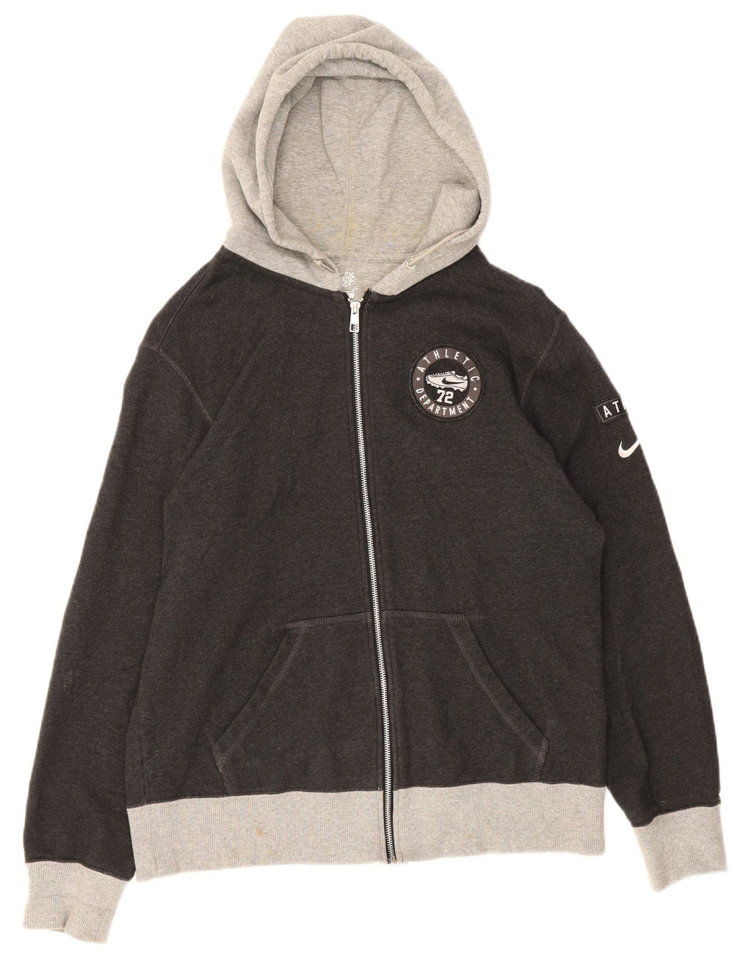 Nike Pull à capuche zippé graphique pour homme Grand coton gris