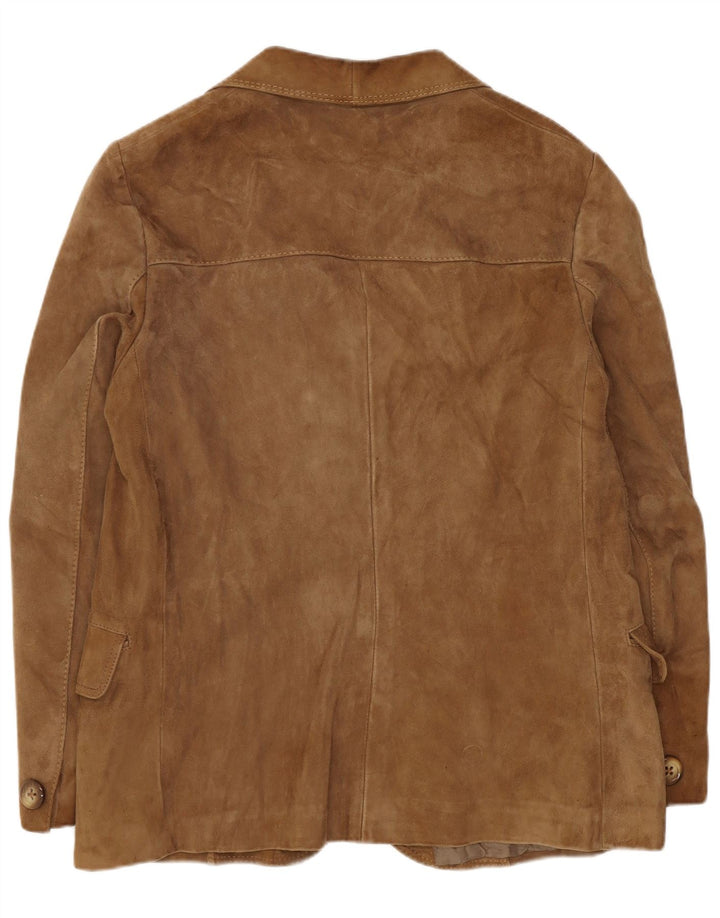 Samar Veste blazer en daim à 4 boutons pour femme UK 14 Beige moyen