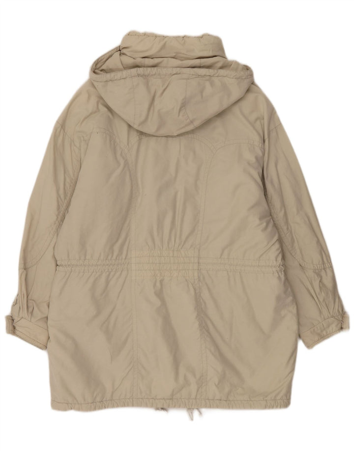 vintage Femmes À Capuchon Surdimensionné Coupe-Vent Manteau EU 44 XL Beige Polyamide
