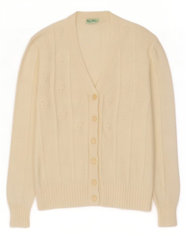 vintage Femme Cardigan Pull UK 14 Moyen Off White Mohair