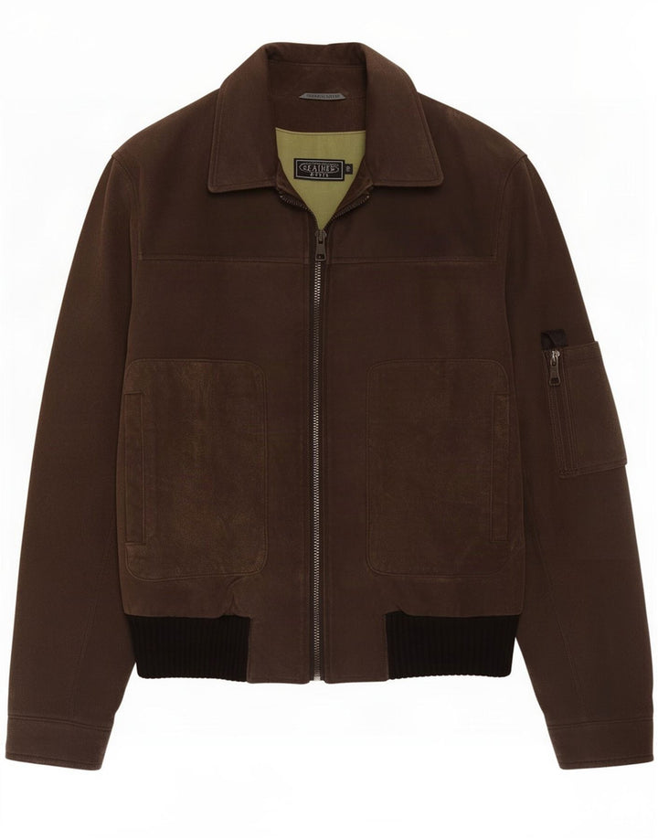 Blouson Bomber En Daim Basic Homme IT 50 Grand Cuir Marron