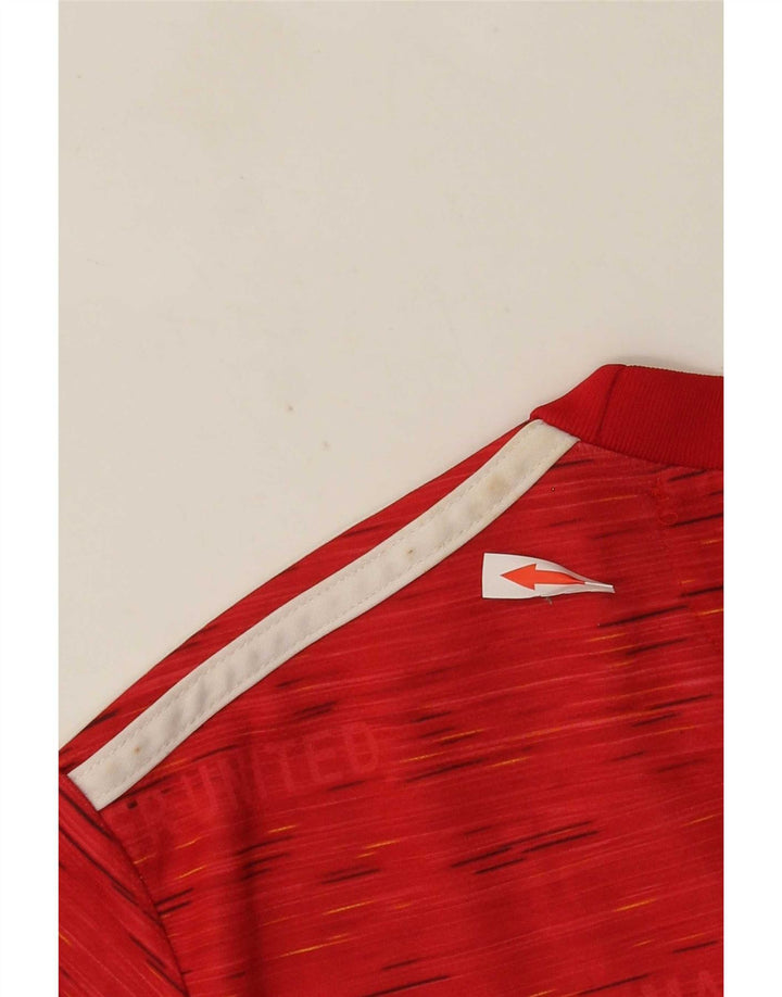Adidas Homme Manchester United T-Shirt Top Rouge Moyen Moucheté Polyester