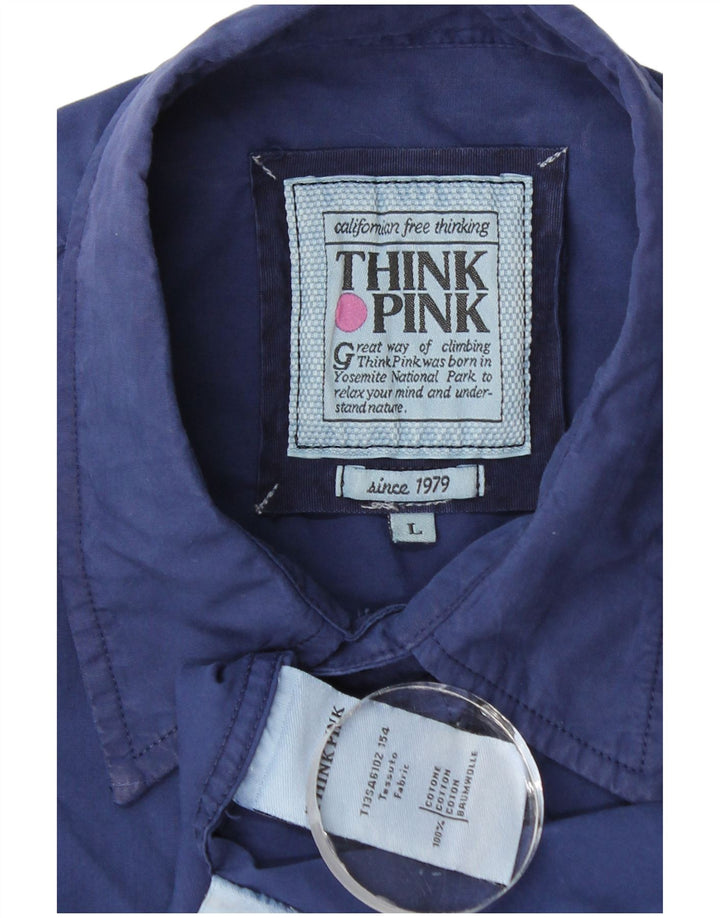 Think Pink Chemise Homme Large Bleu Marine Coton