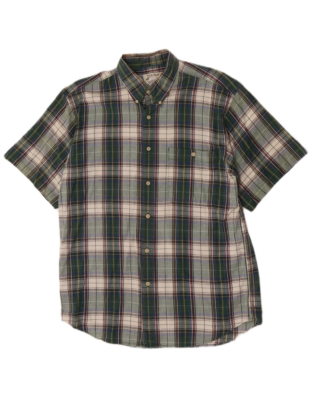 Eddie Bauer Chemise à manches courtes pour homme en coton à carreaux vert moyen
