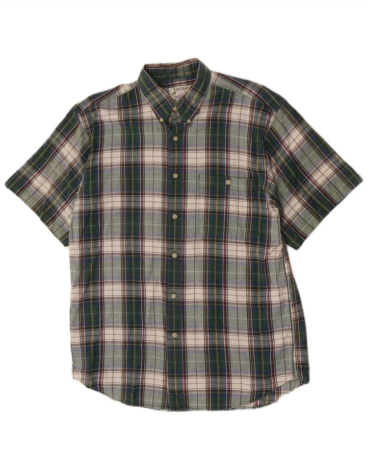 Eddie Bauer Chemise à manches courtes pour homme en coton à carreaux vert moyen