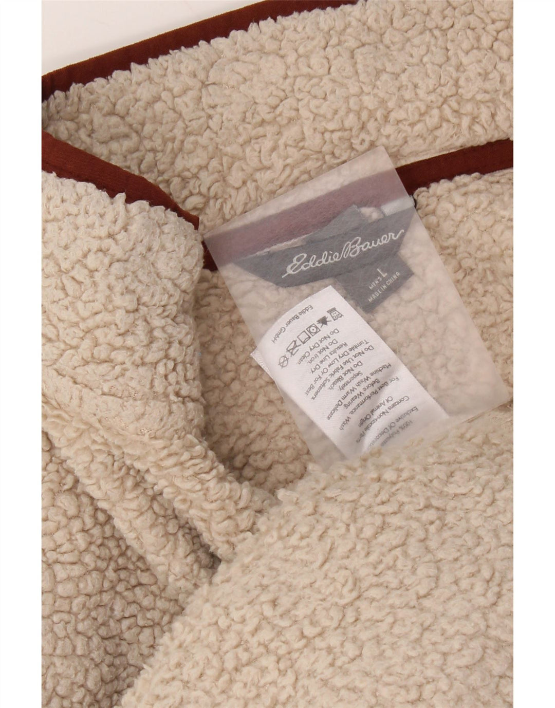 Eddie Bauer Pull polaire à col zippé pour homme Large Beige Polyester