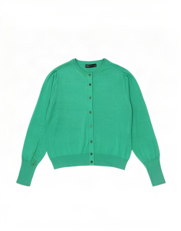 Marks & Spencer Pull Cardigan pour Femme UK 14 Large Vert Viscose