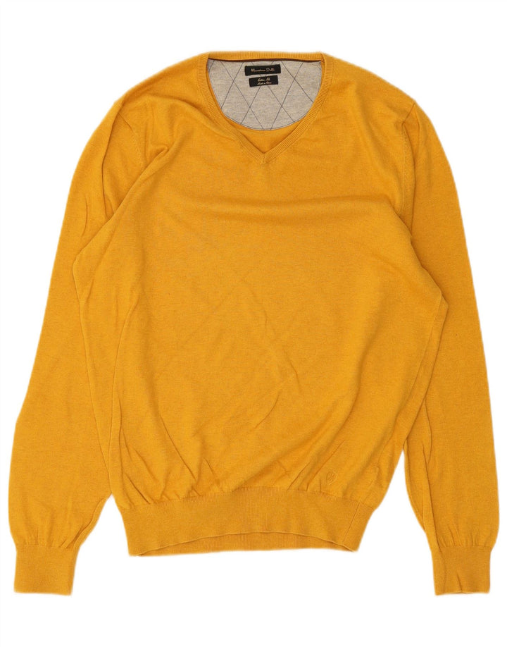Massimo Dutti Pull Col V Homme Jaune Moyen Coton