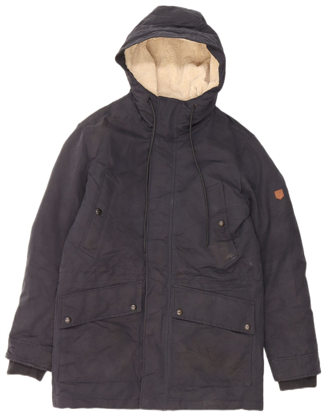 Jack & Jones Parka à capuche pour homme UK 36 Small Bleu marine Polyester