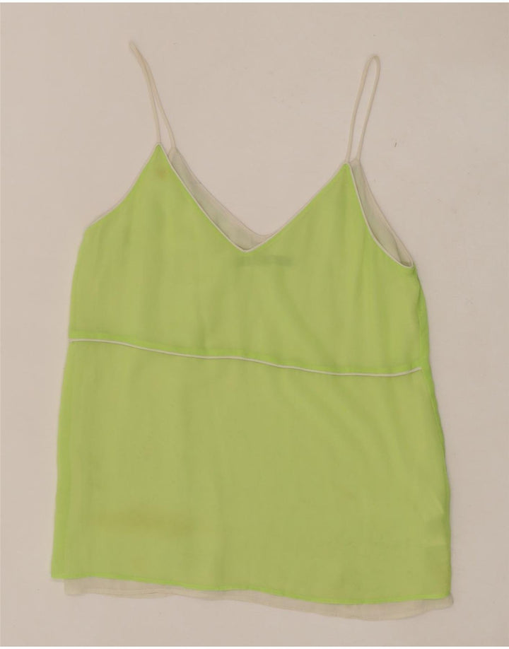 Zara Femme Cami Top UK 10 Petit Vert Polyester