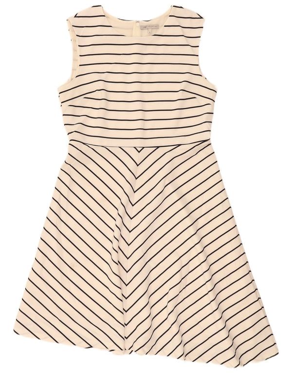 Marks & Spencer Robe trapèze sans manches pour femme UK 16 Large Beige Rayé
