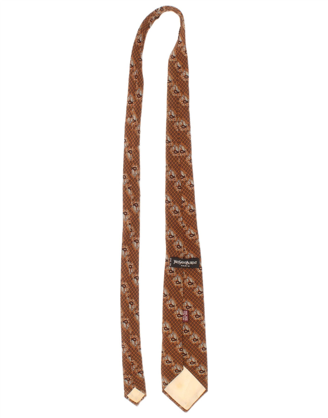 Yves Saint Laurent Cravate Homme Taille Unique Marron Géométrique Soie Classique