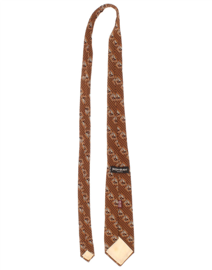 Yves Saint Laurent Cravate Homme Taille Unique Marron Géométrique Soie Classique