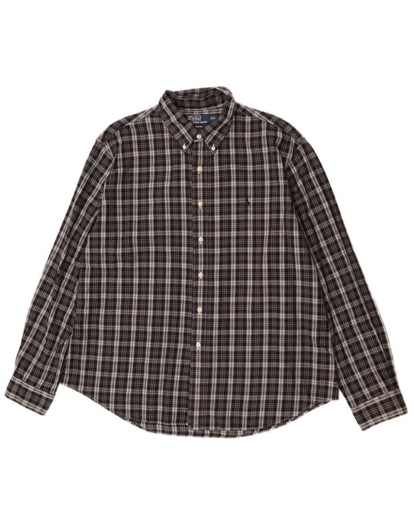 Polo Ralph Lauren Mens Custom Fit Shirt 2XL Black Check Cotton