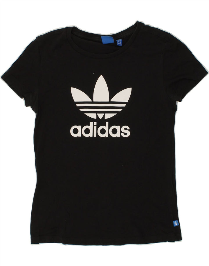 ADIDAS Womens Graphic T-Shirt Top UK 12 Medium  Black Vintage Adidas and Second-Hand Adidas from Messina Hembry 