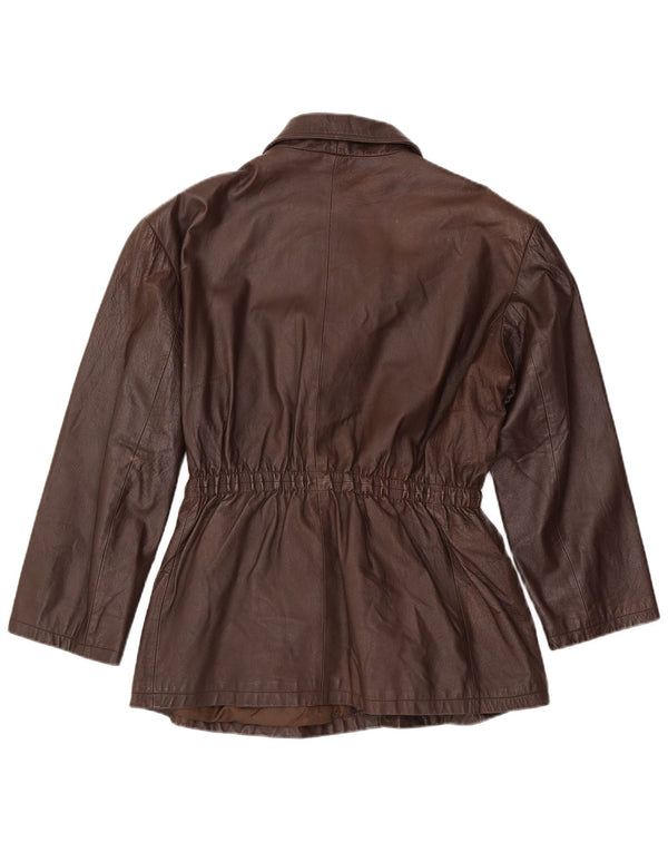 Veste en cuir femme vintage UK 20 2XL Marron