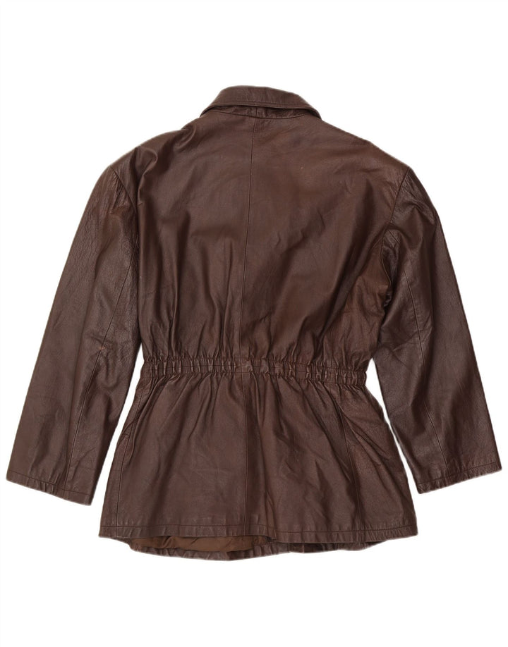 Veste en cuir femme vintage UK 20 2XL Marron