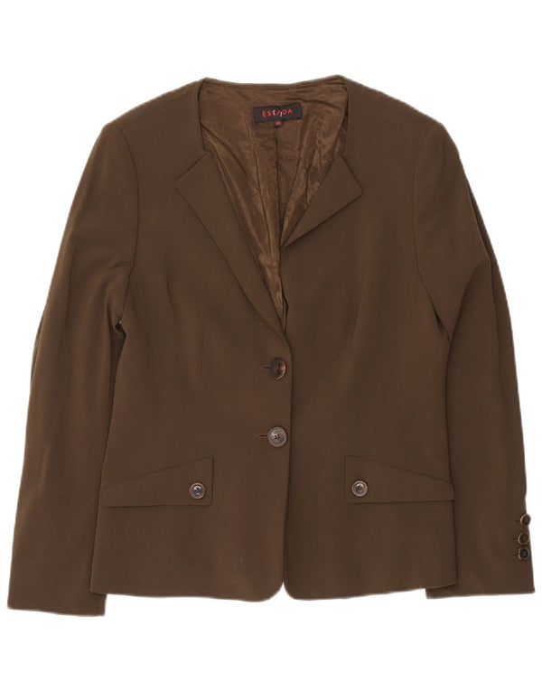 Escada Veste Blazer 2 Boutons Femme EU 40 Laine Marron Moyen