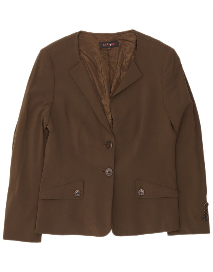 Escada Veste Blazer 2 Boutons Femme EU 40 Laine Marron Moyen