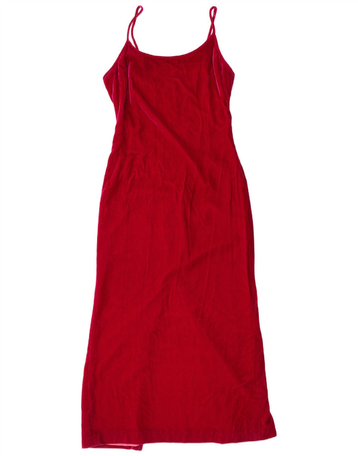 RICHARD LEWIS Robe longue sans manches en velours pour femme UK 12 Rose moyen